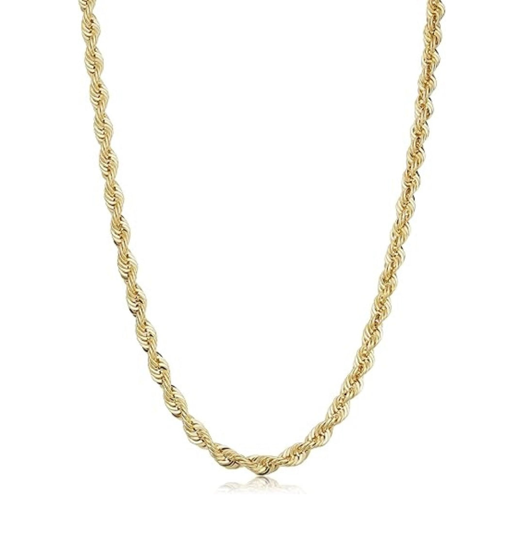 Solid 14k Gold Unisex Rope Chain Necklace