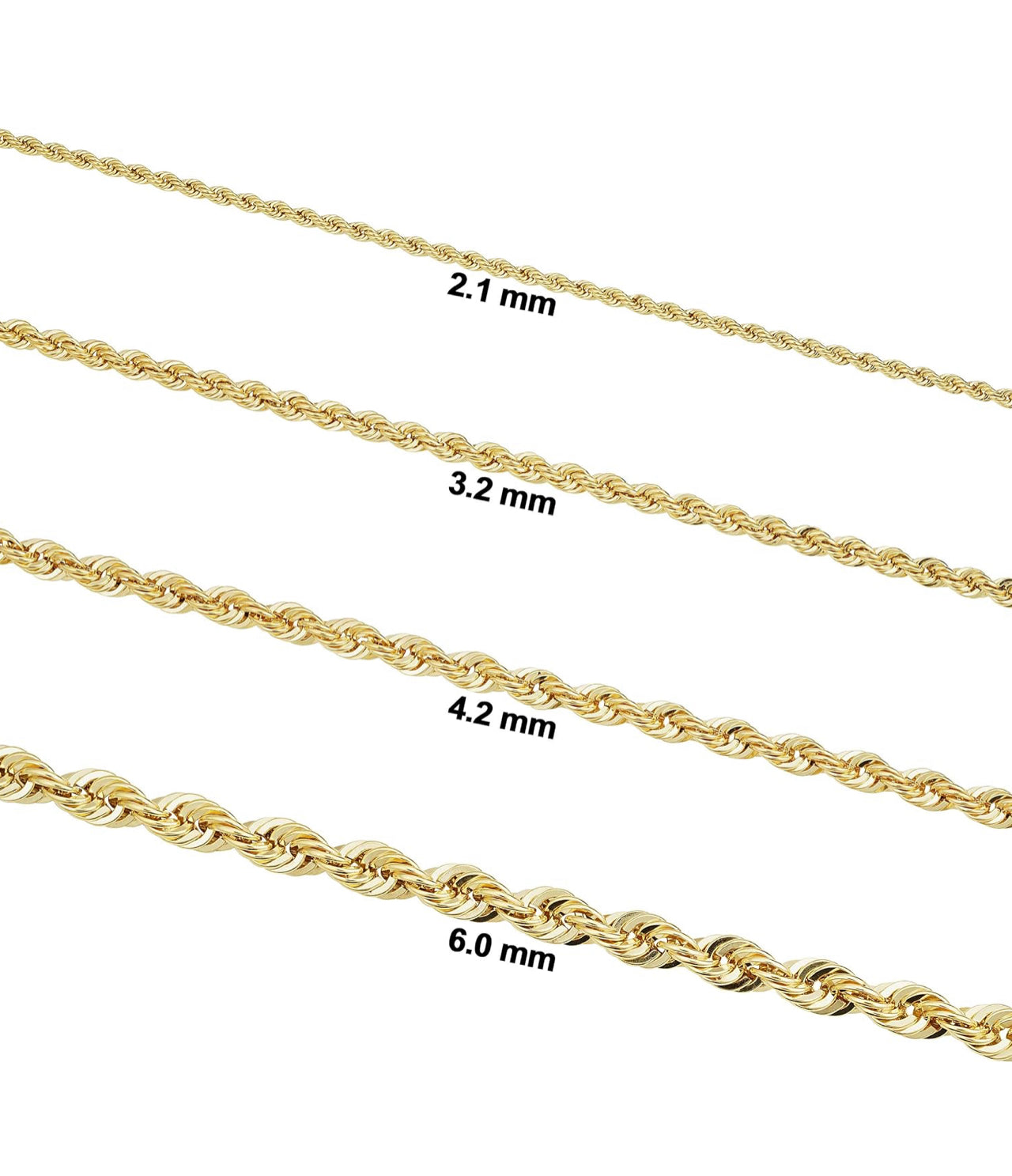 Solid 14k Gold Unisex Rope Chain Necklace