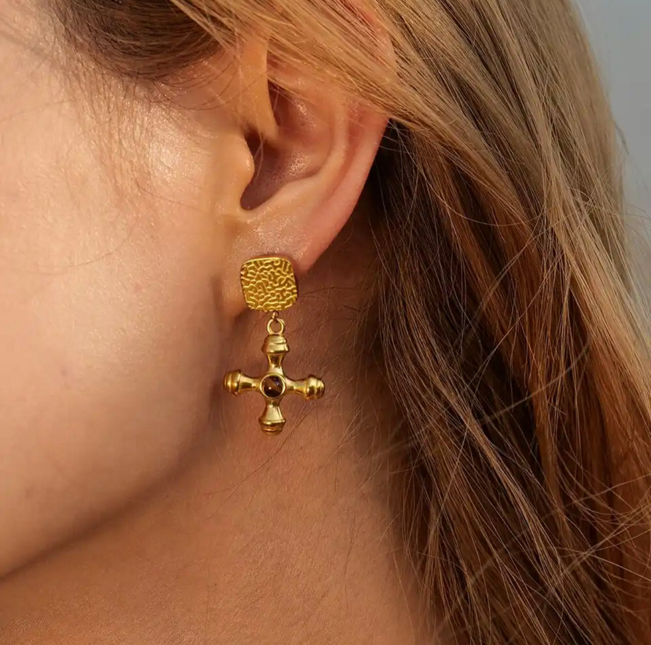 Mallorca Vintage Cross Earrings