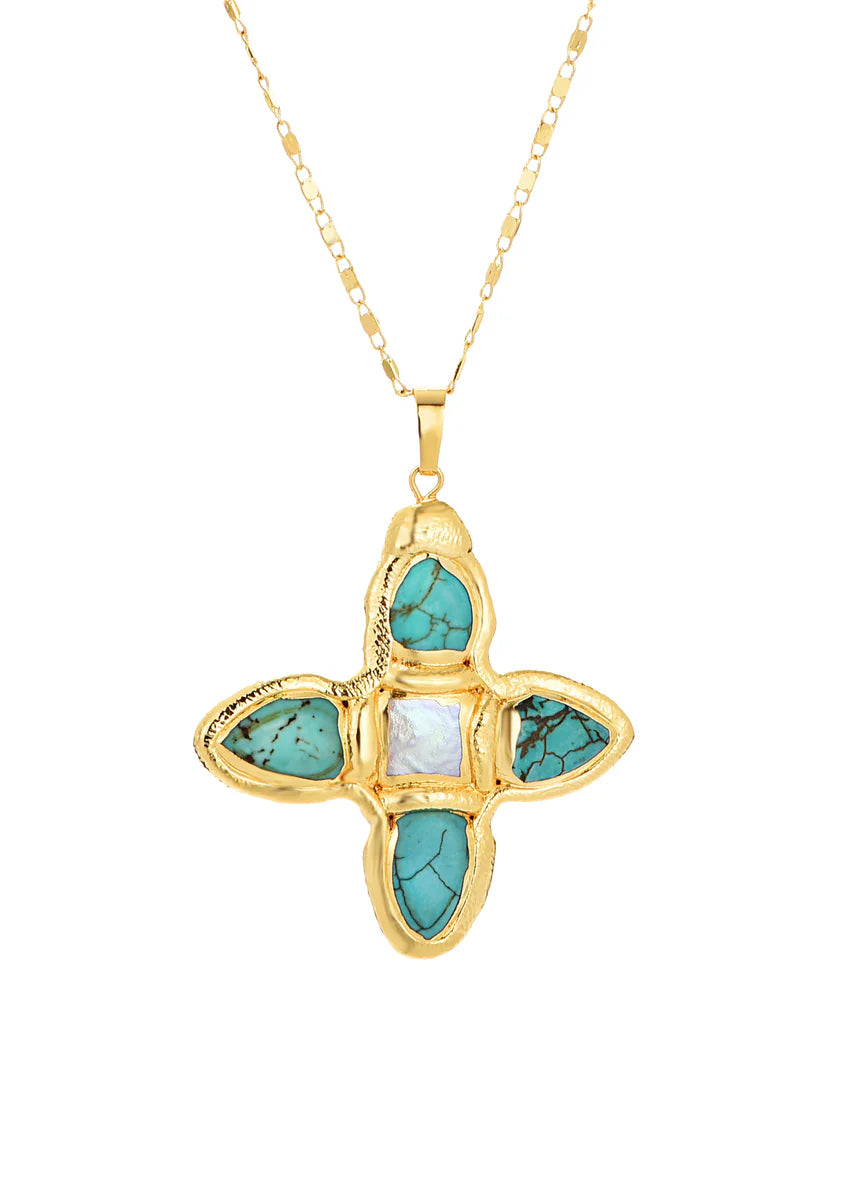 Leila Turquoise Cross Necklace