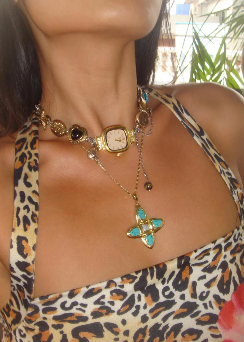Leila Turquoise Cross Necklace