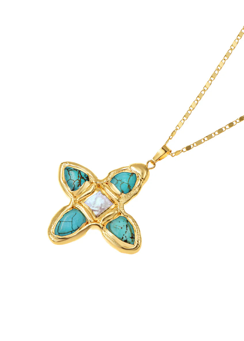 Leila Turquoise Cross Necklace