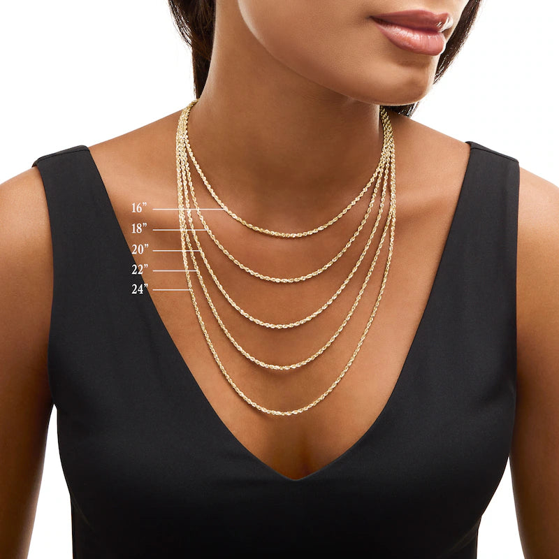 Solid 14k Gold Unisex Rope Chain Necklace
