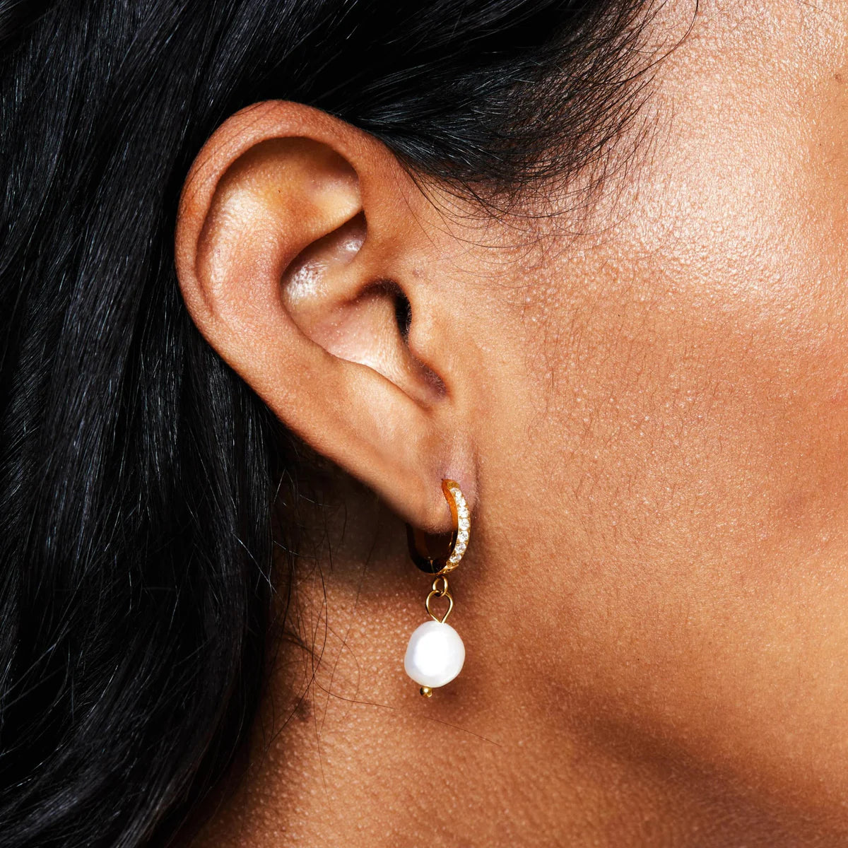 Mother Of Pearl Huggie Earrings