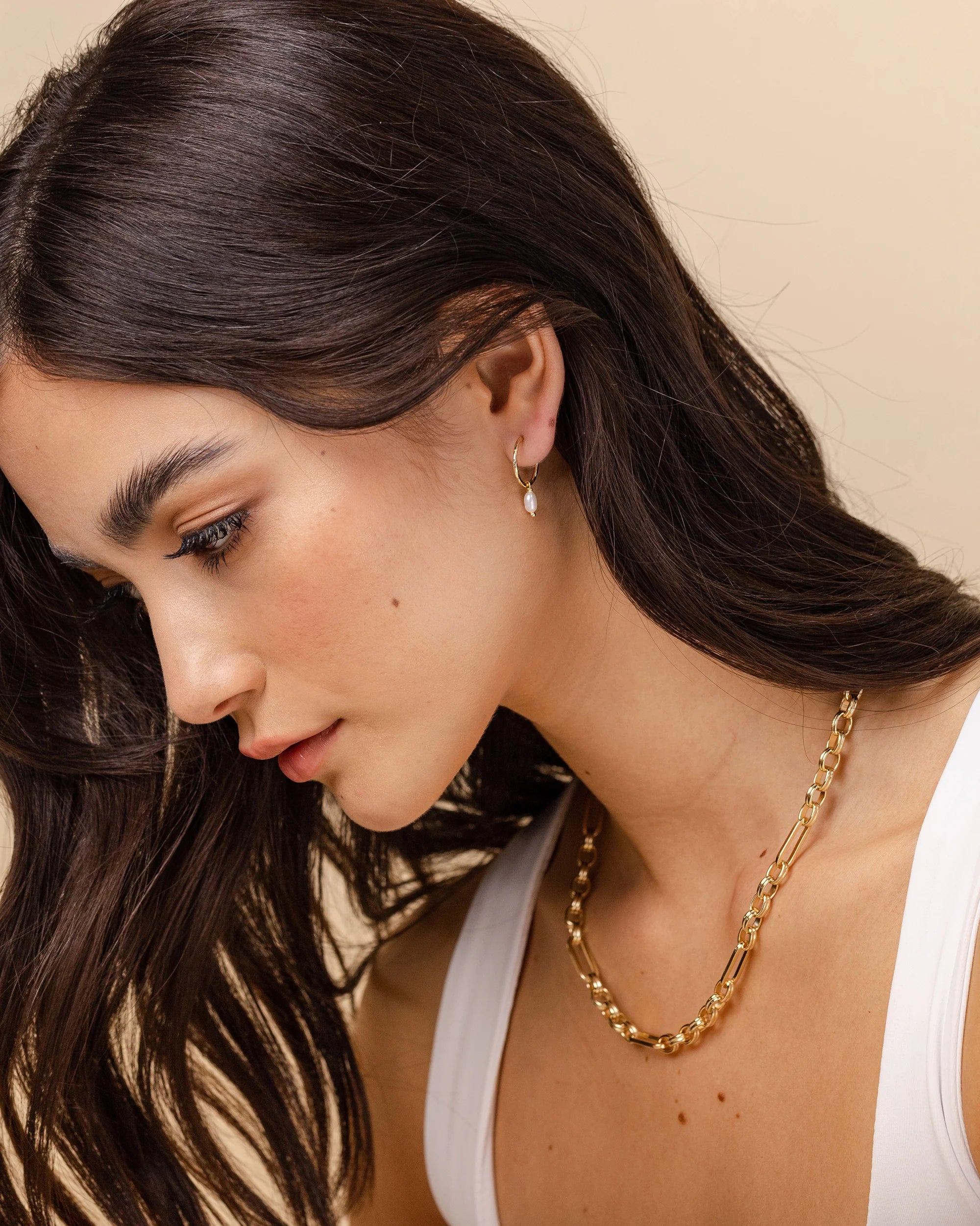 Dangle Pearl Hoops