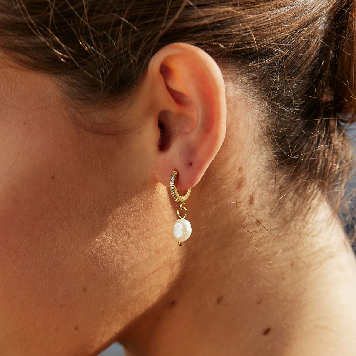 Mother Of Pearl Huggie Earrings