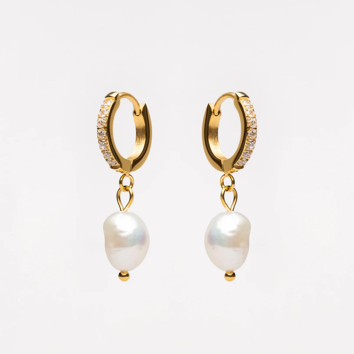Mother Of Pearl Huggie Earrings