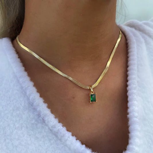 Green Emerald Pendant Necklace